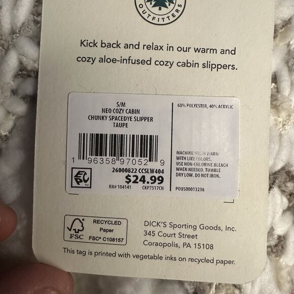 NWT Northeast Outfitters Women's Cozy Cabin Slippers Size S/M (Spacedye Taupe) - Picture 8 of 9
